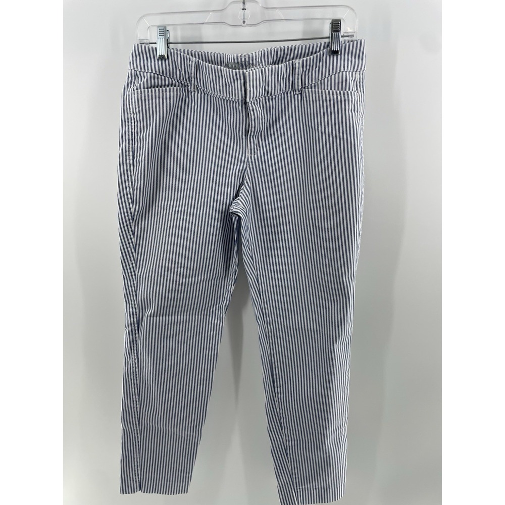 Old Navy Womens Pixie Pants Size 6 Reg Blue White Stripe Ankle Stretch Career